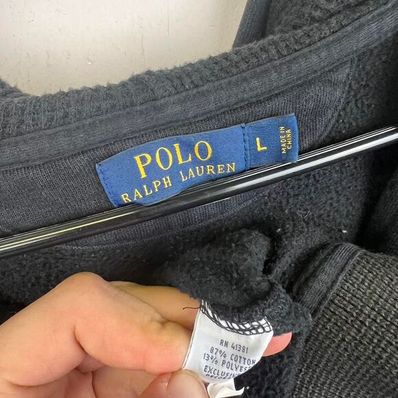 Polo Ralph Lauren P Wing 67 Baseball Varsity Jacket Hoodie Rugby Black Size L - Picture 8 of 8